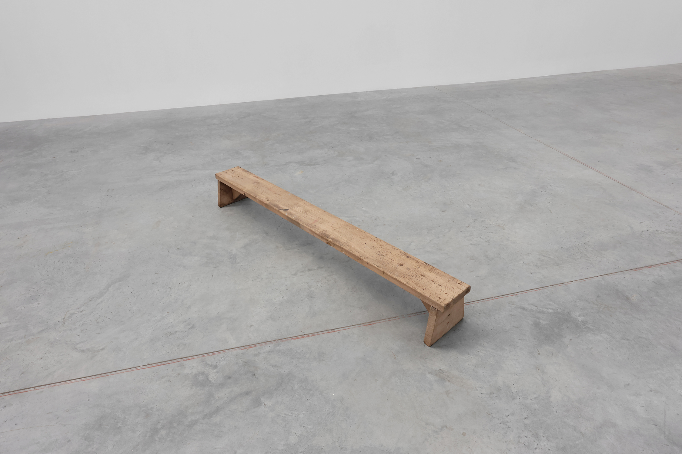 Rustic French solid wooden low bench in wabi wabi style, ca. 1880thumbnail